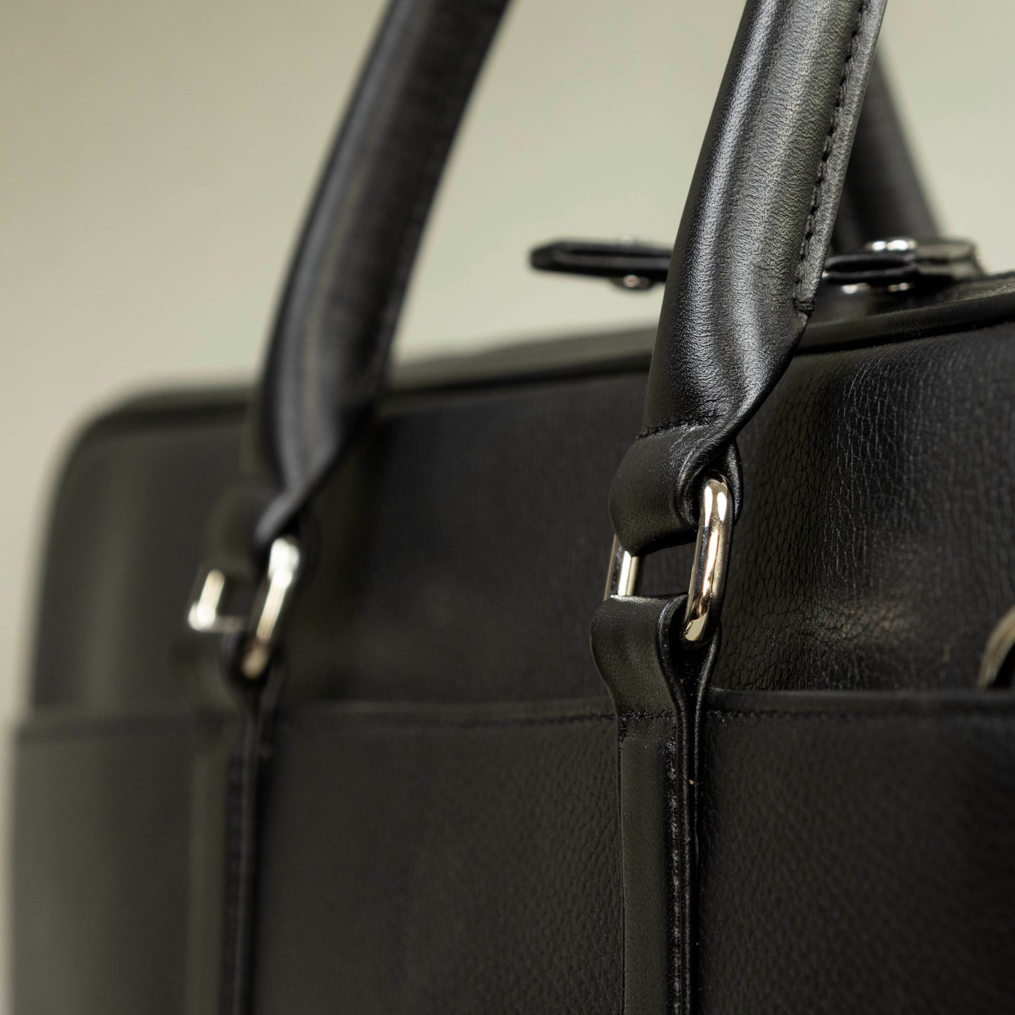 Slim Black Leather Briefcase for Men