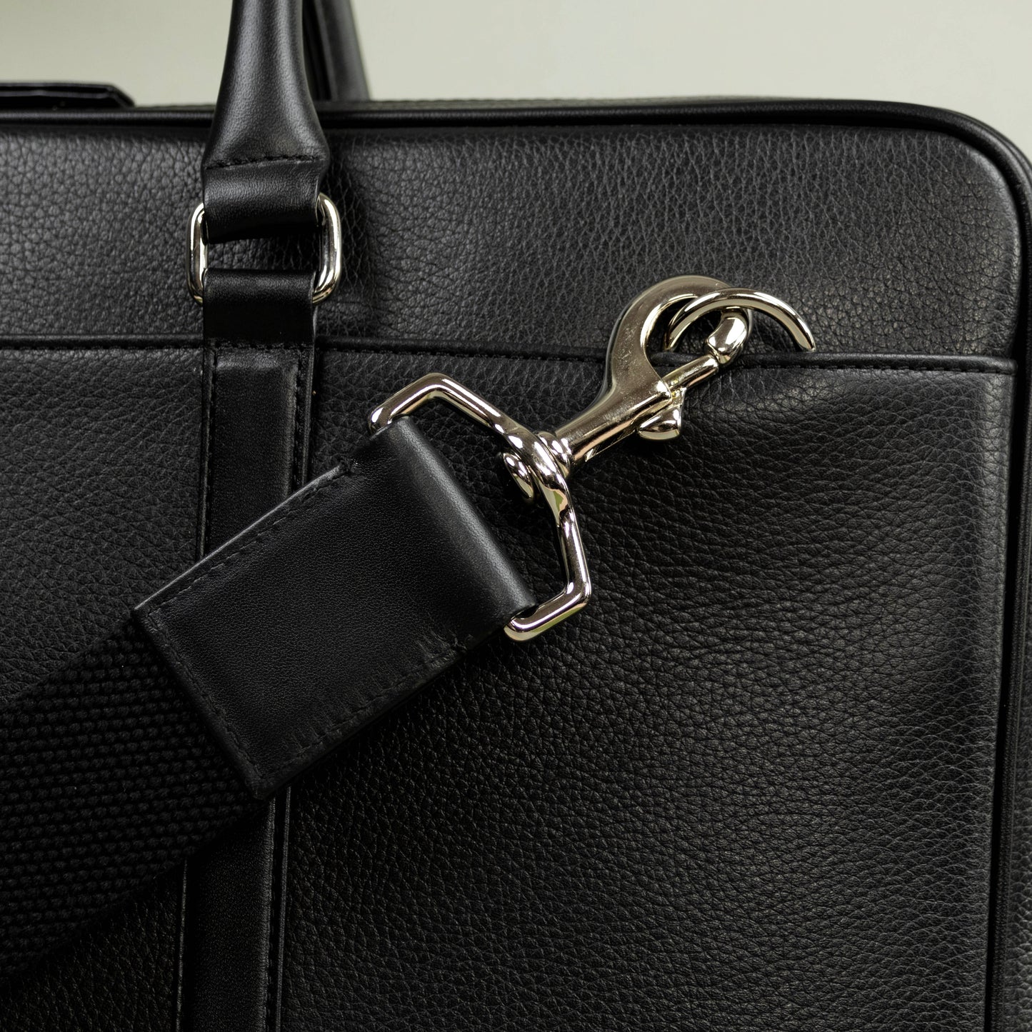 Slim Black Leather Briefcase for Men