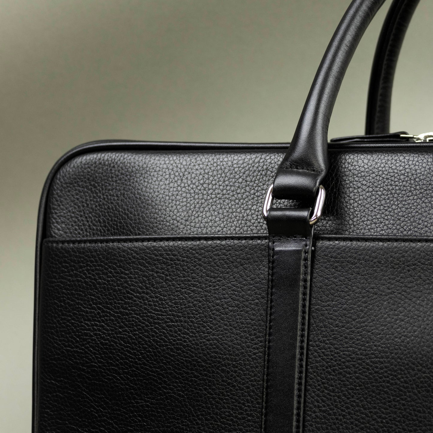 Slim Black Leather Briefcase for Men