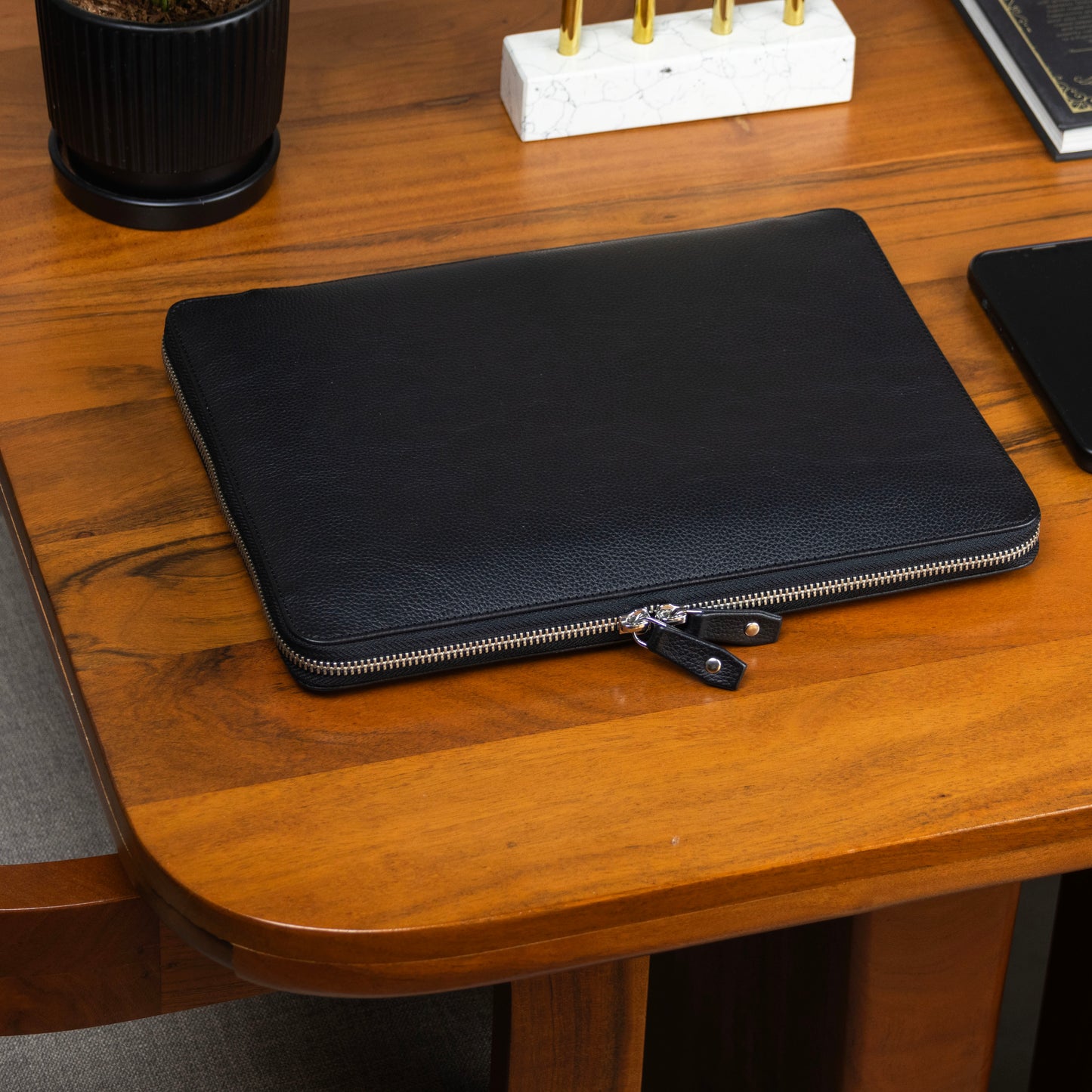 Leather Laptop Case with double zippers