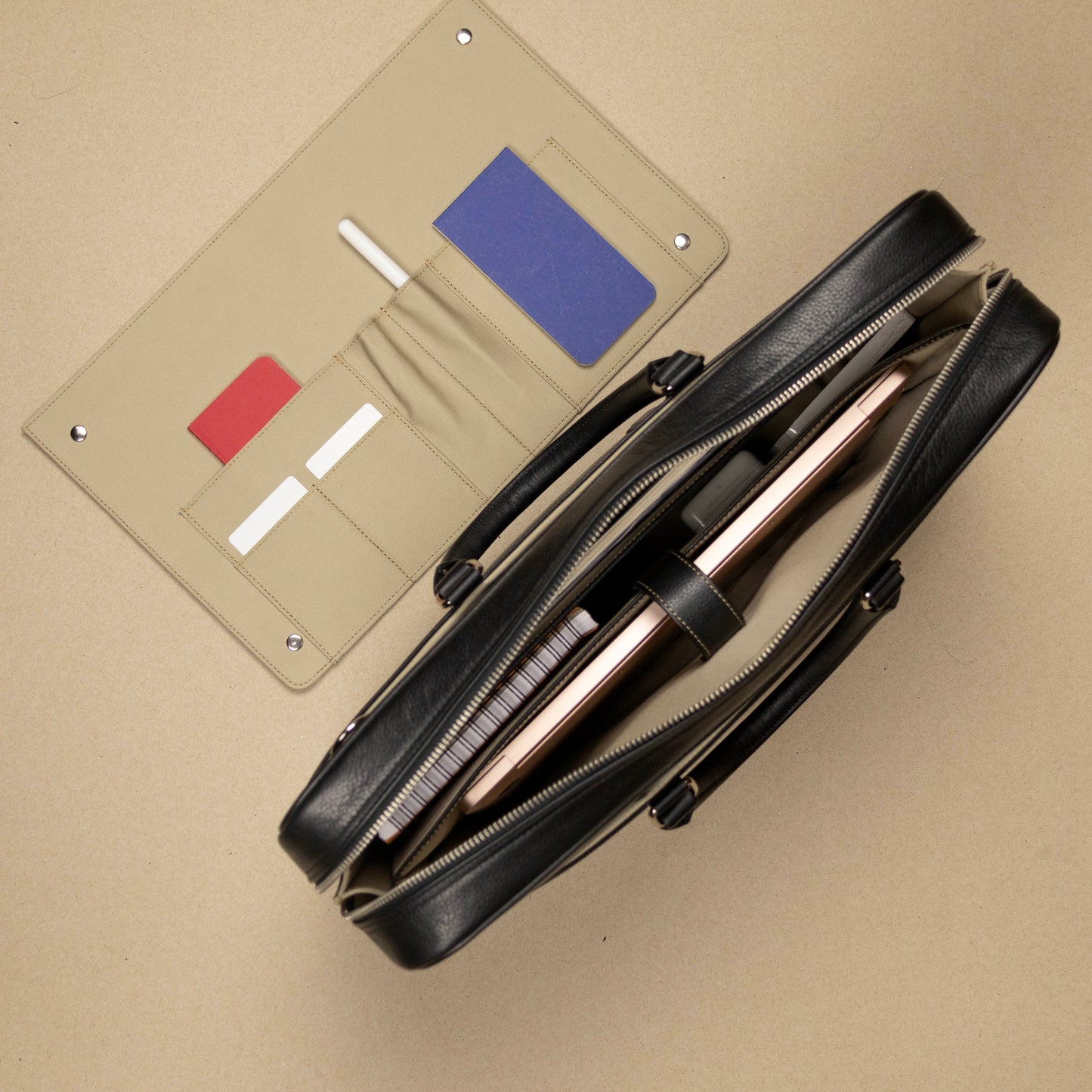 Slim Black Leather Briefcase for Men