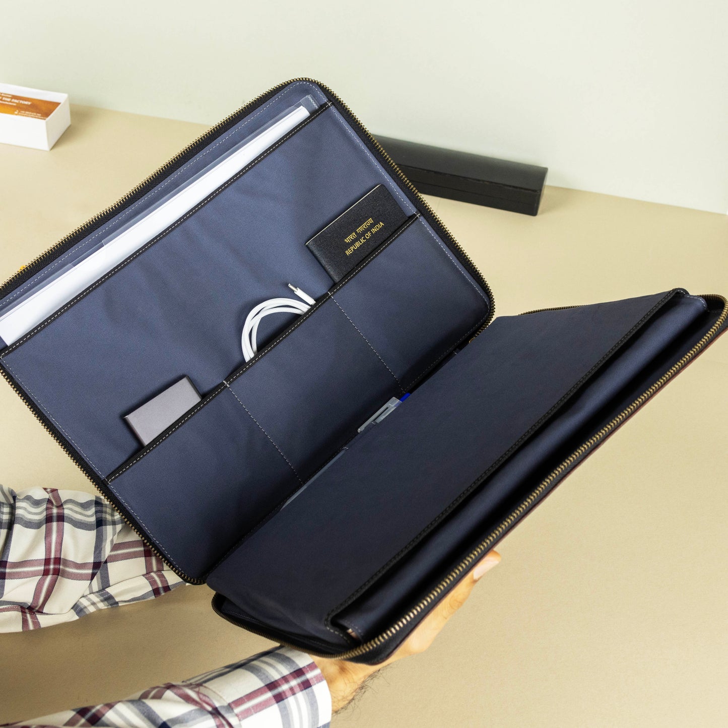 Leather Portfolio Zippered