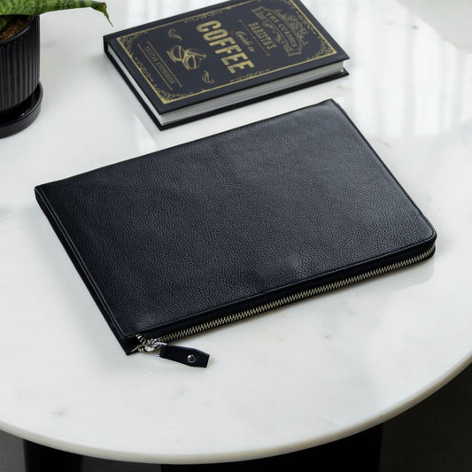 Leather iPad Organizer with a zip around closure