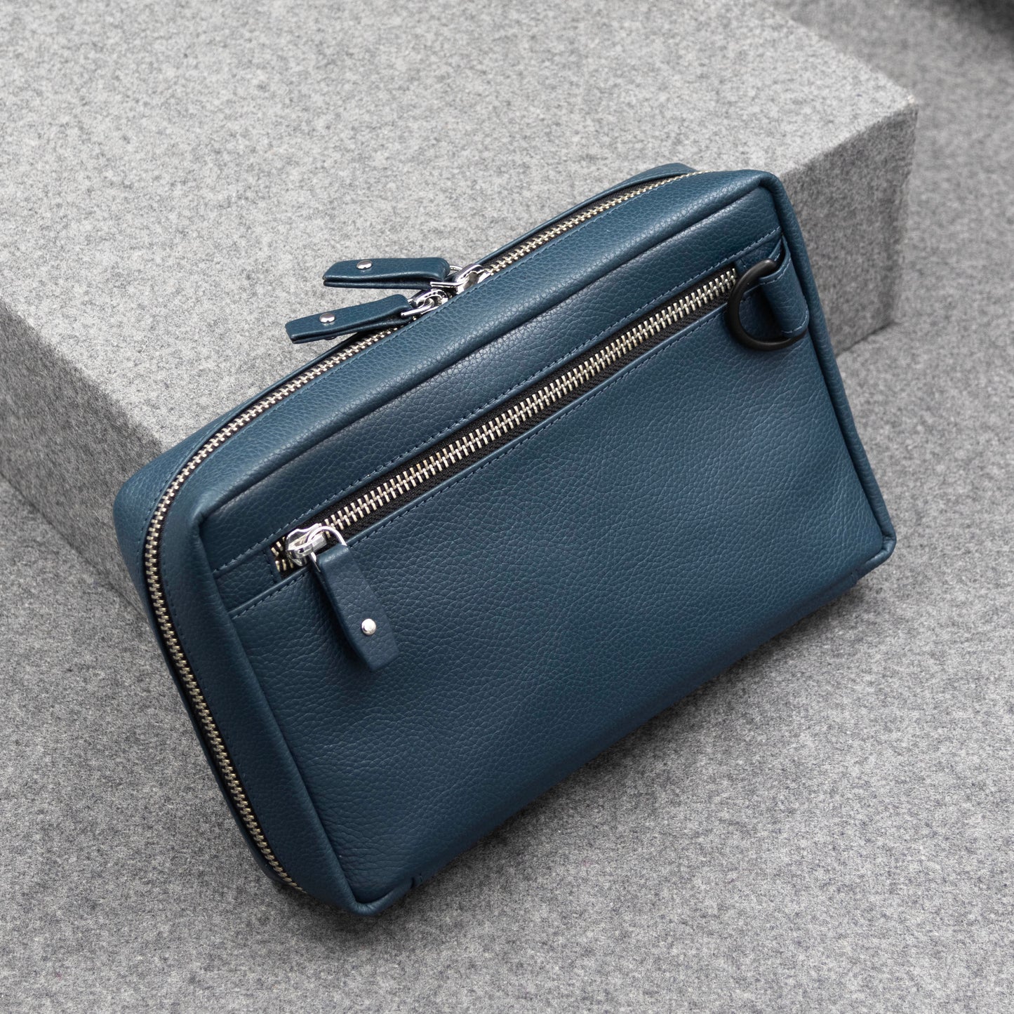 Tech pouch for cords, cables, electronics organization in leather
