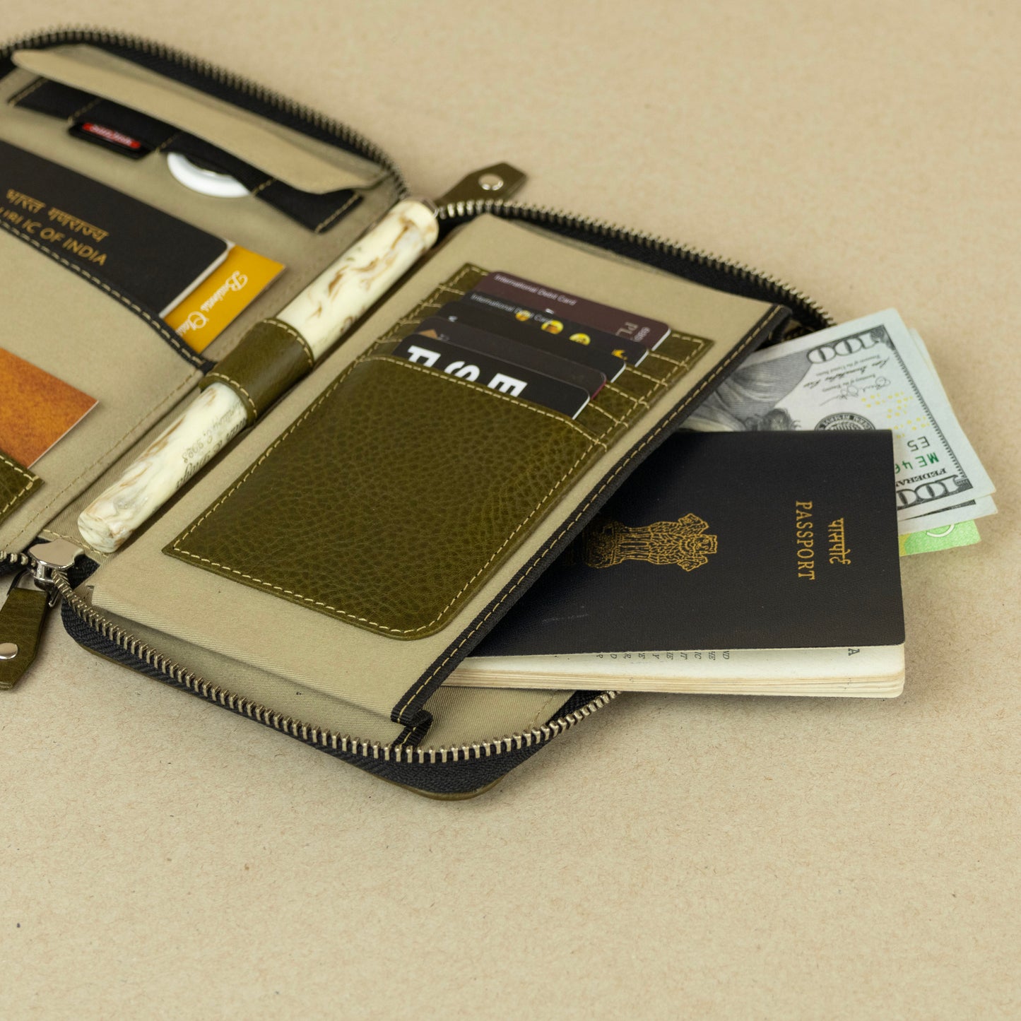 Passport Holder with Zippers