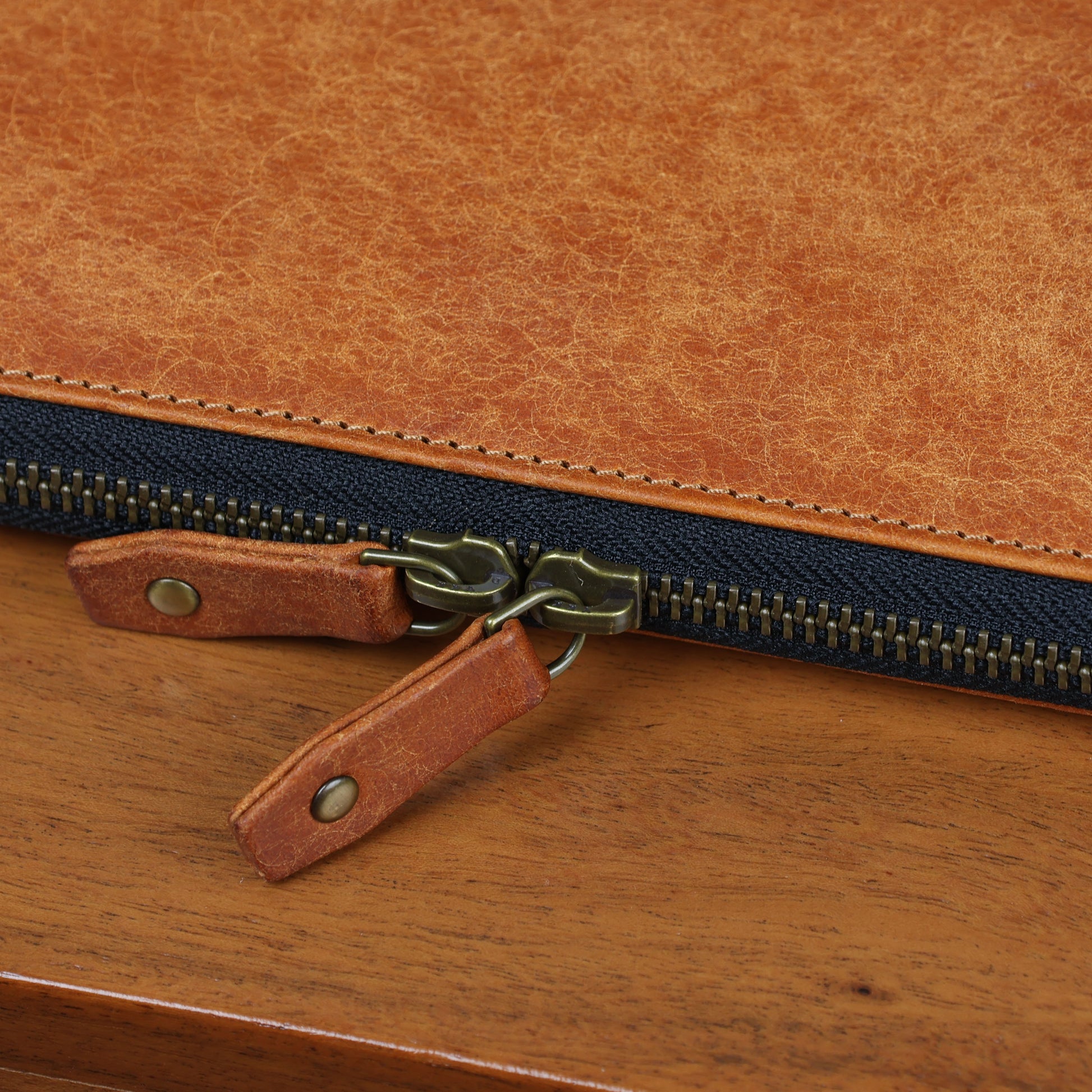 Leather Laptop Case with double zippers