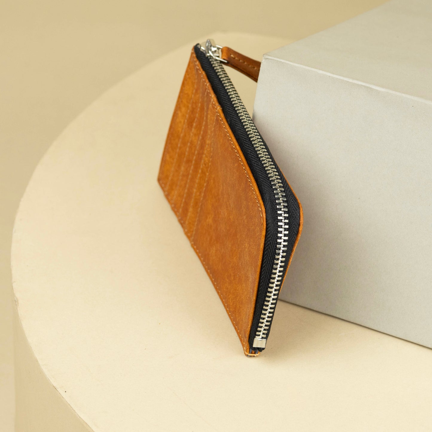 Zip Card Holder Leather