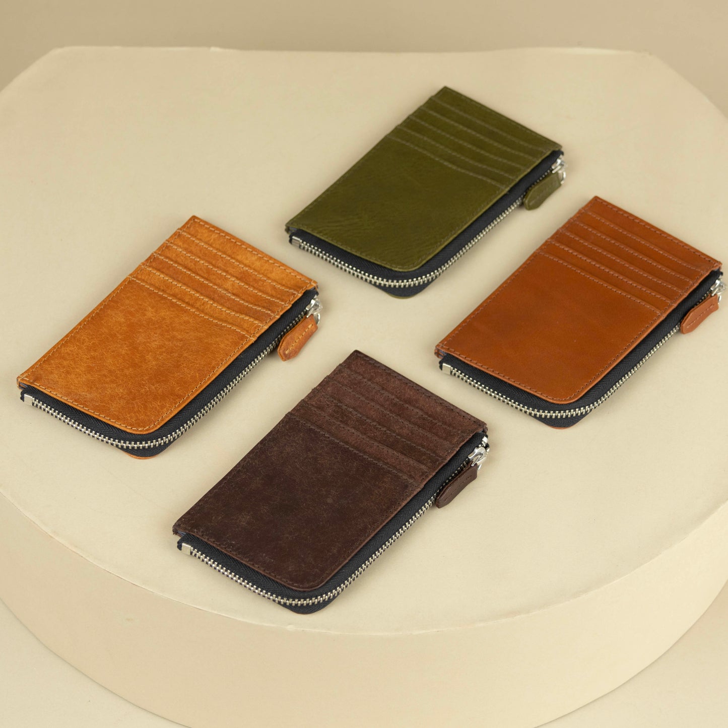 Zip Card Holder Leather
