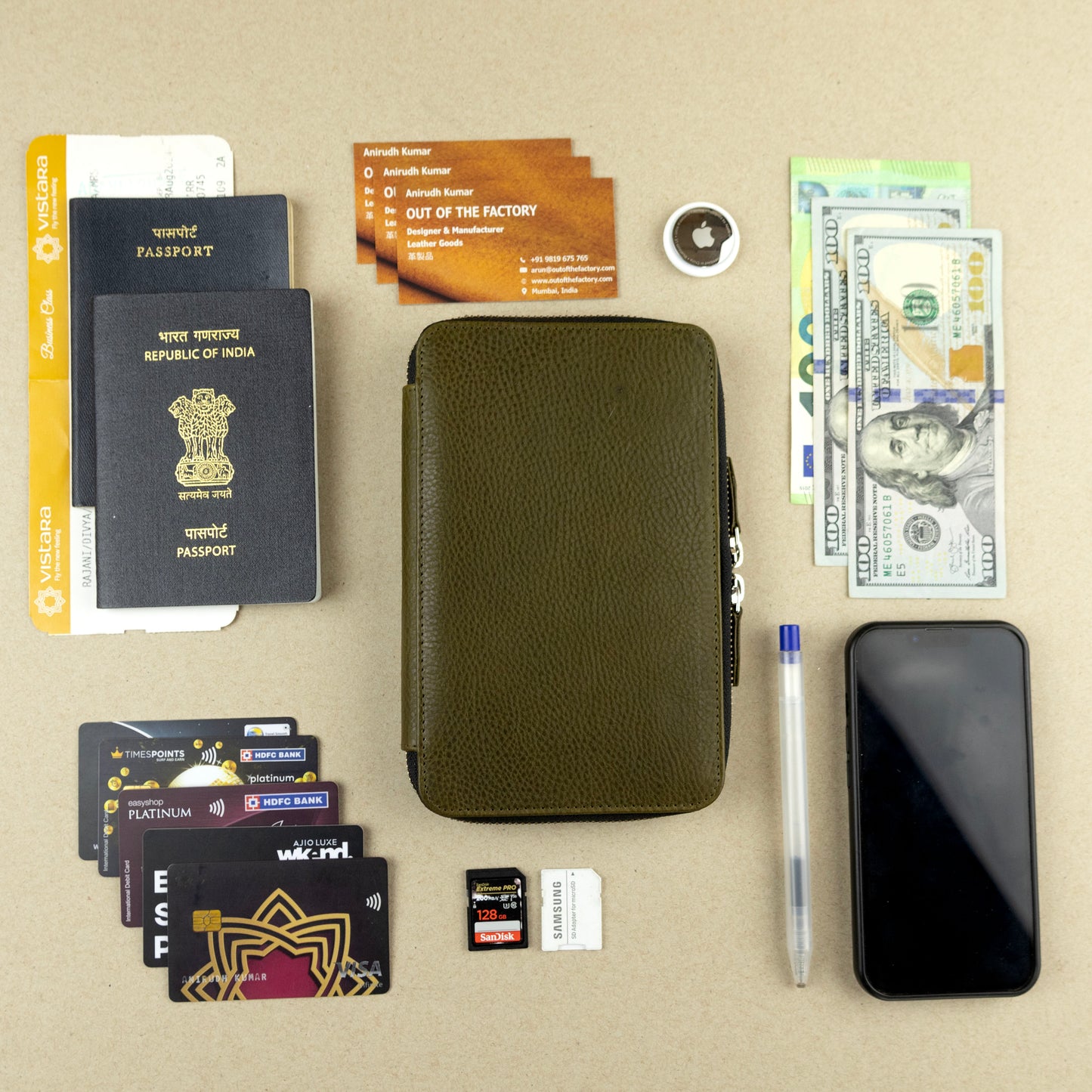 Passport Holder with Zippers