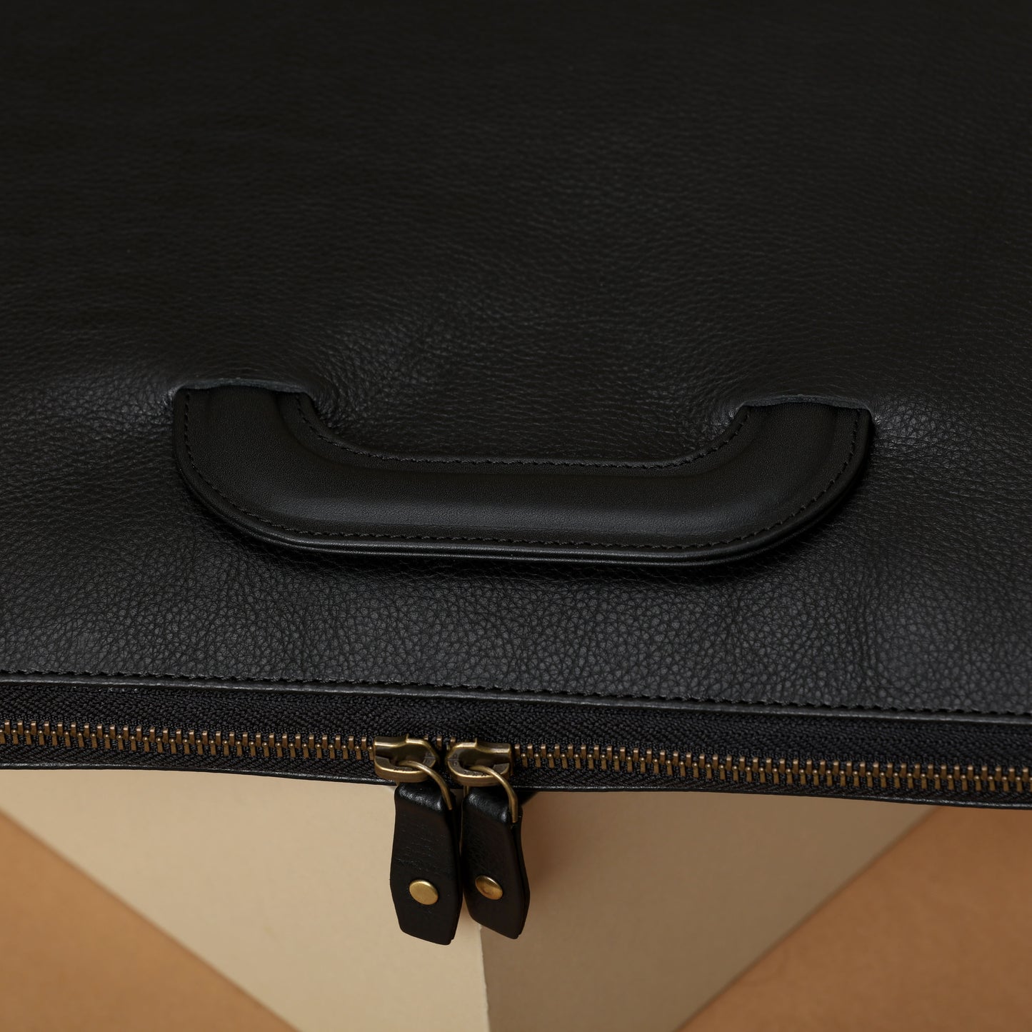 Leather Laptop Case Handles Black