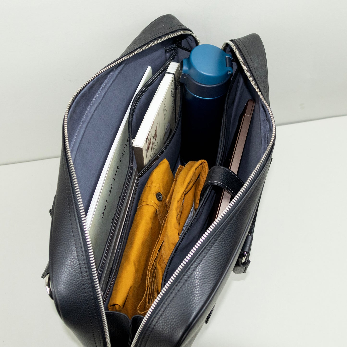 Slim Black Leather Briefcase for Men
