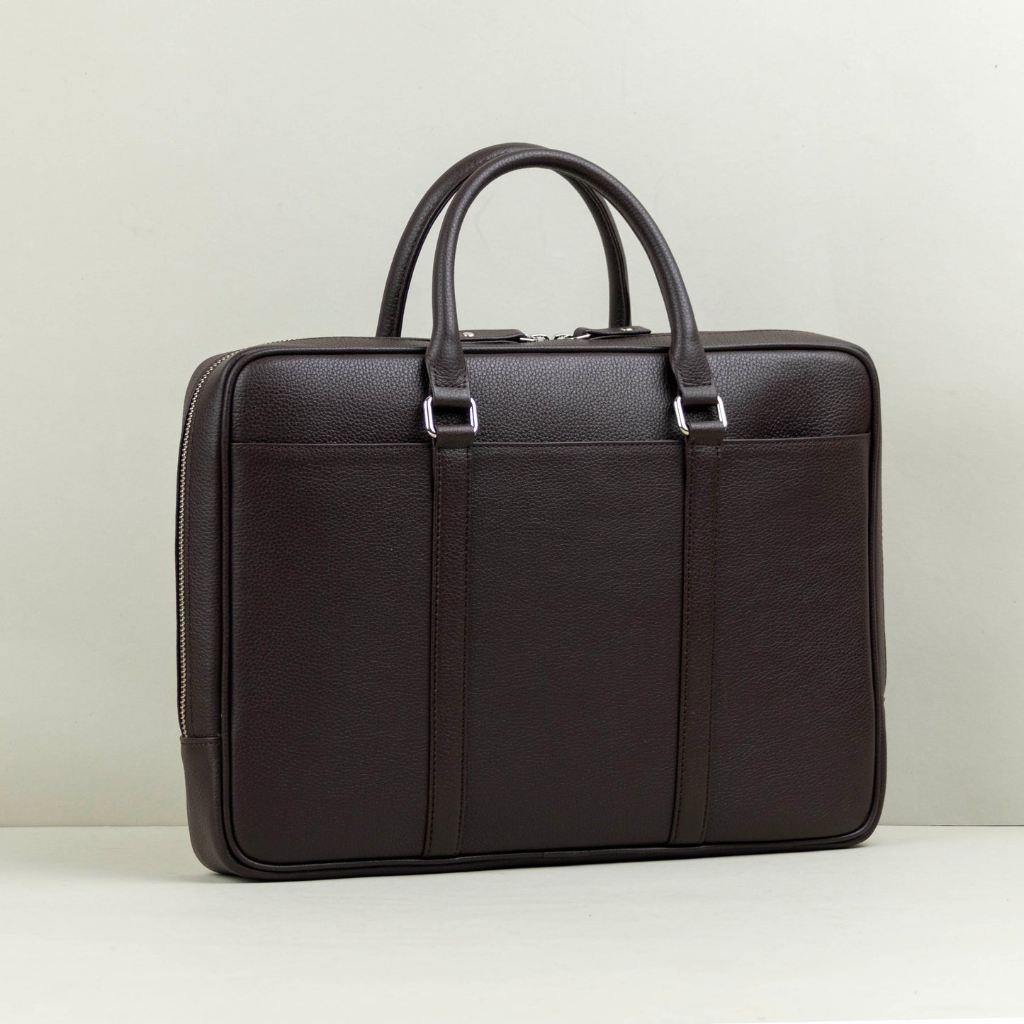 Small Leather Briefcase for 13 inch laptops - Espresso Brown