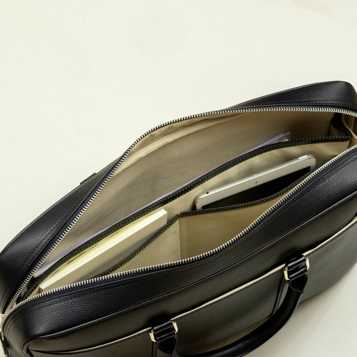 Slim Black Leather Briefcase for Men