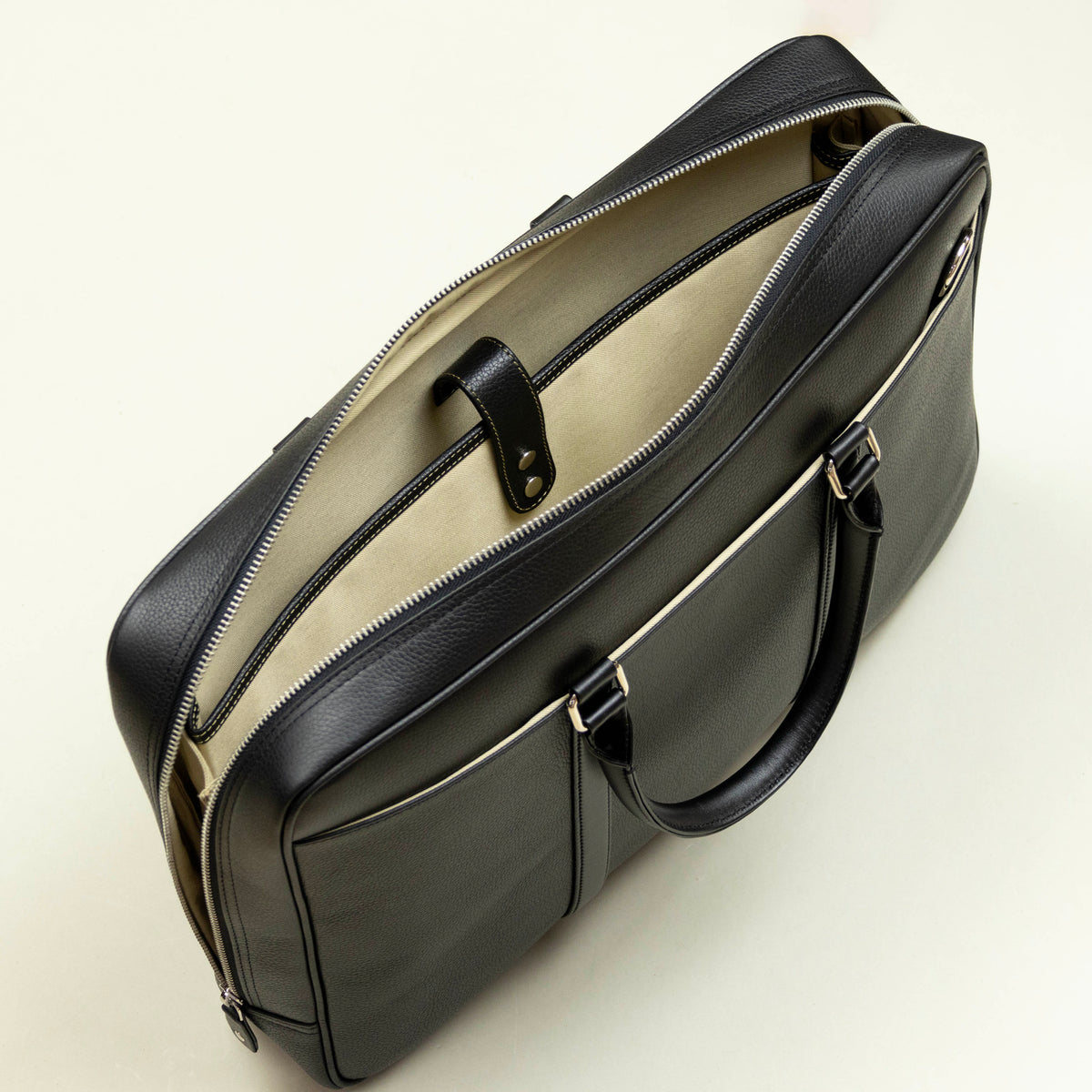Slim Black Leather Briefcase for Men