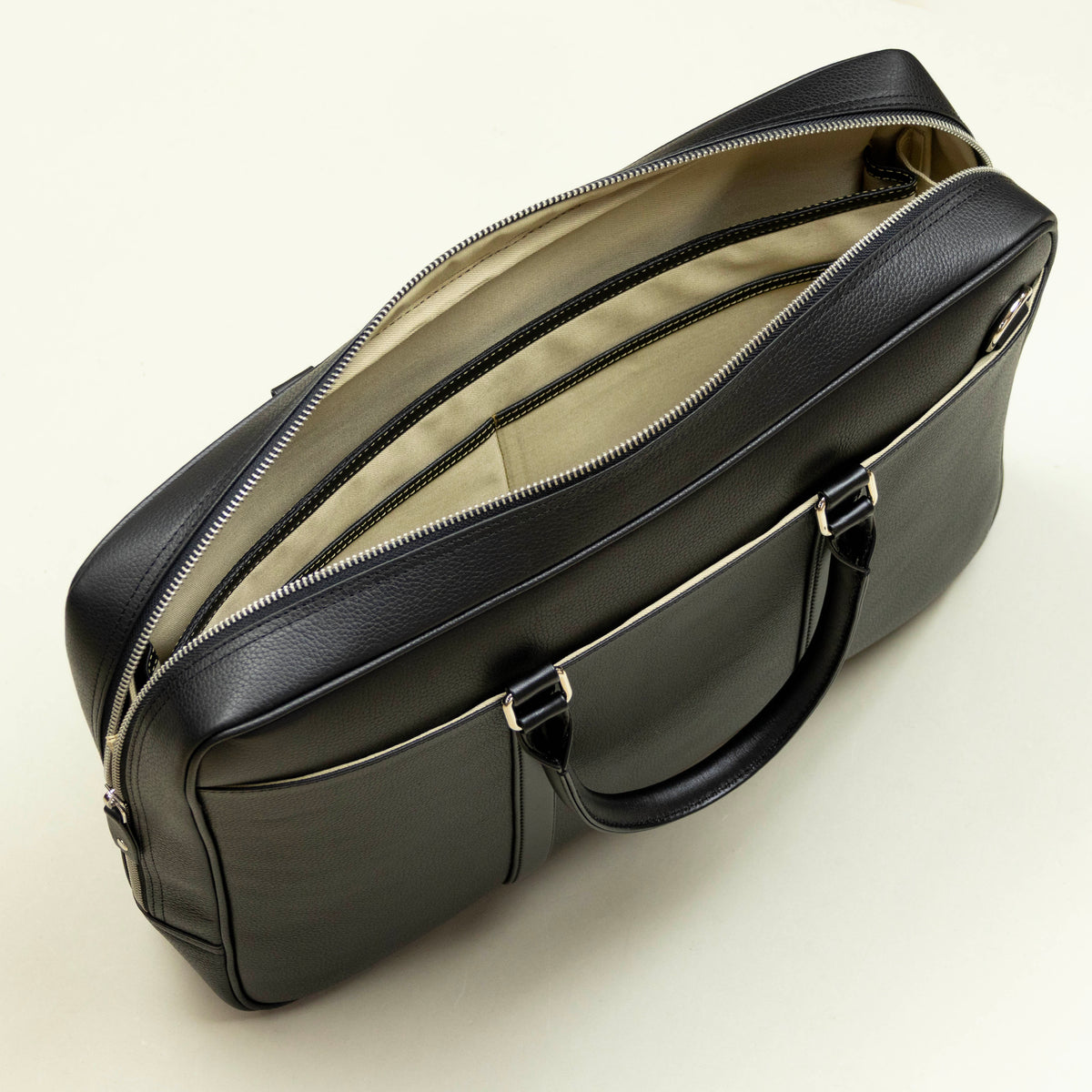 Slim Black Leather Briefcase for Men