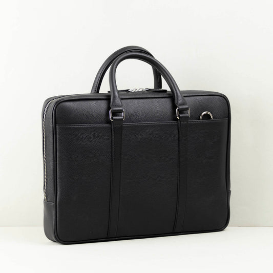 Small Leather Briefcase for 13 inch laptops - Black
