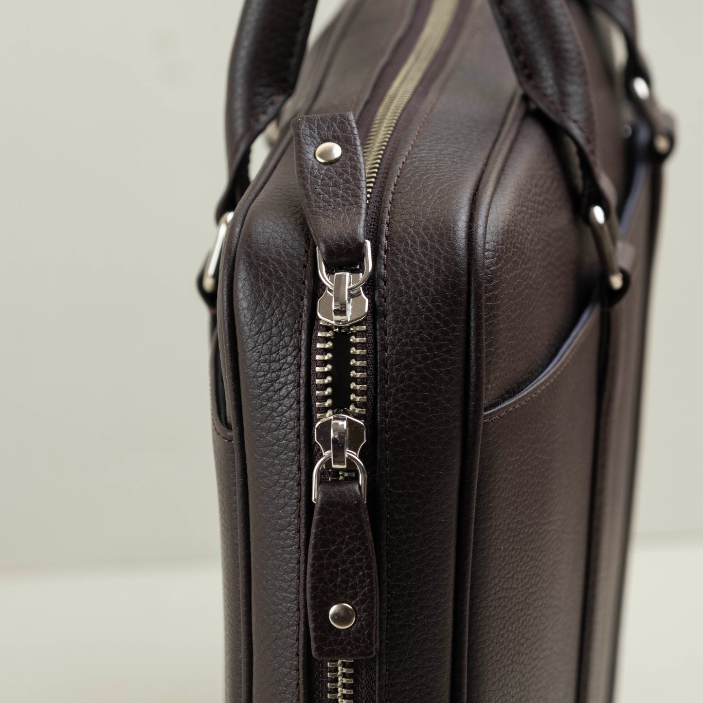Small Leather Briefcase for 13 inch laptops - Espresso Brown
