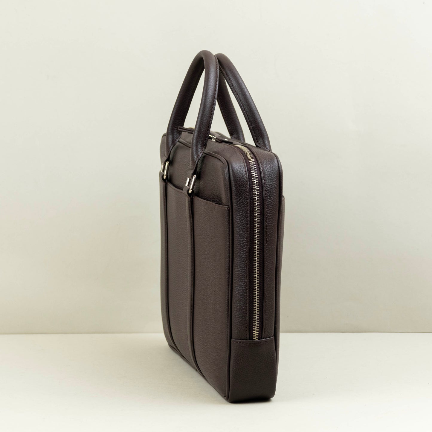 Small Leather Briefcase for 13 inch laptops - Espresso Brown