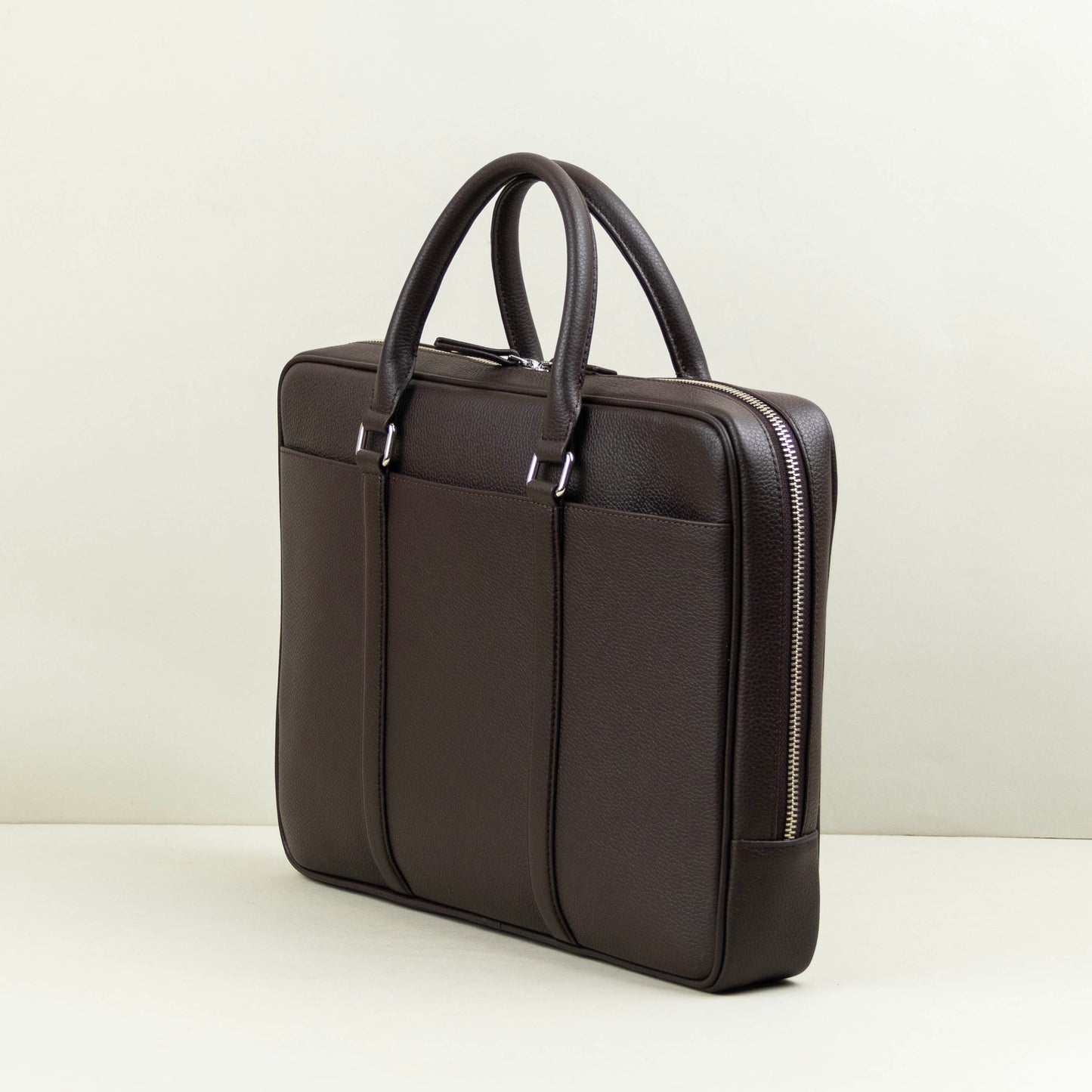 Small Leather Briefcase for 13 inch laptops - Espresso Brown