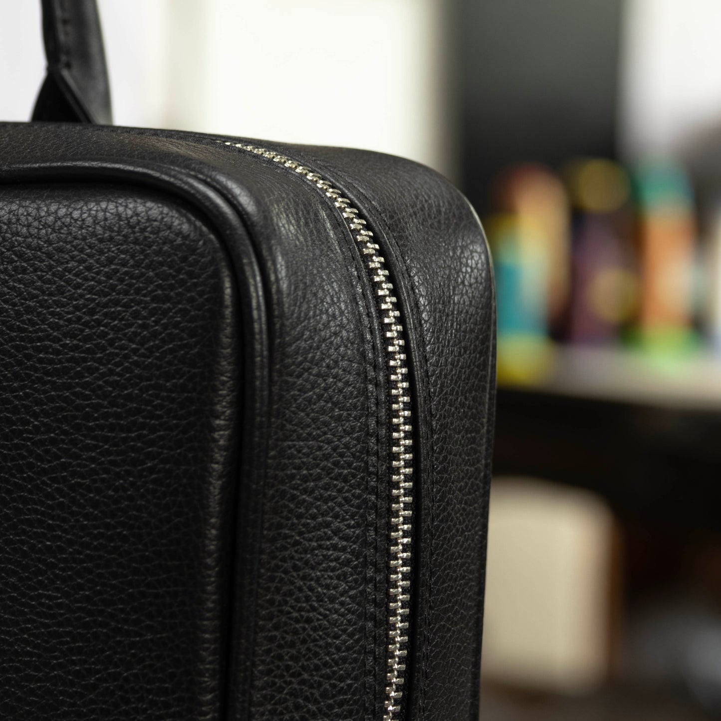 Leather Briefcase with Luggage Strap