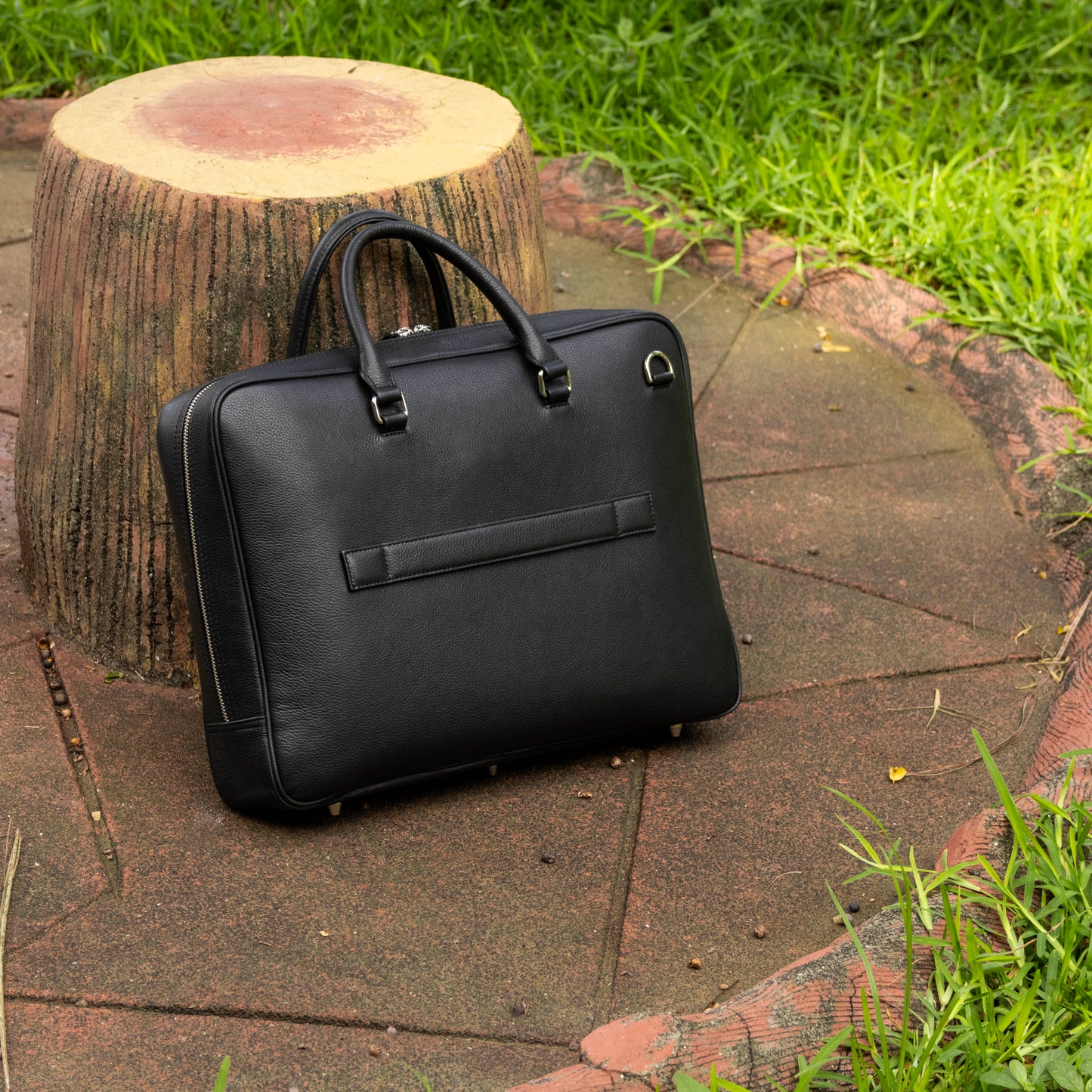 Leather Briefcase in Black - v2