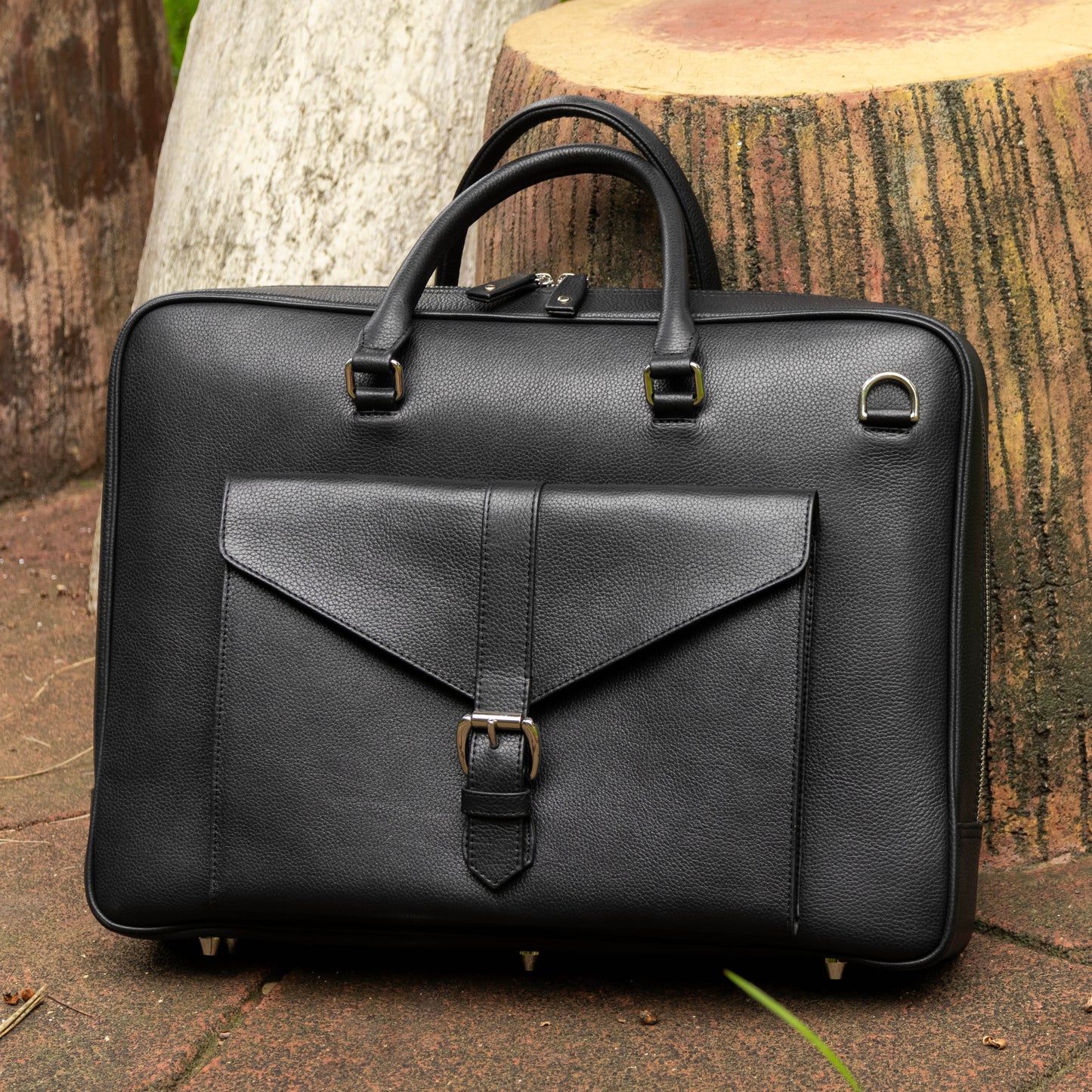Leather Briefcase in Black - v2