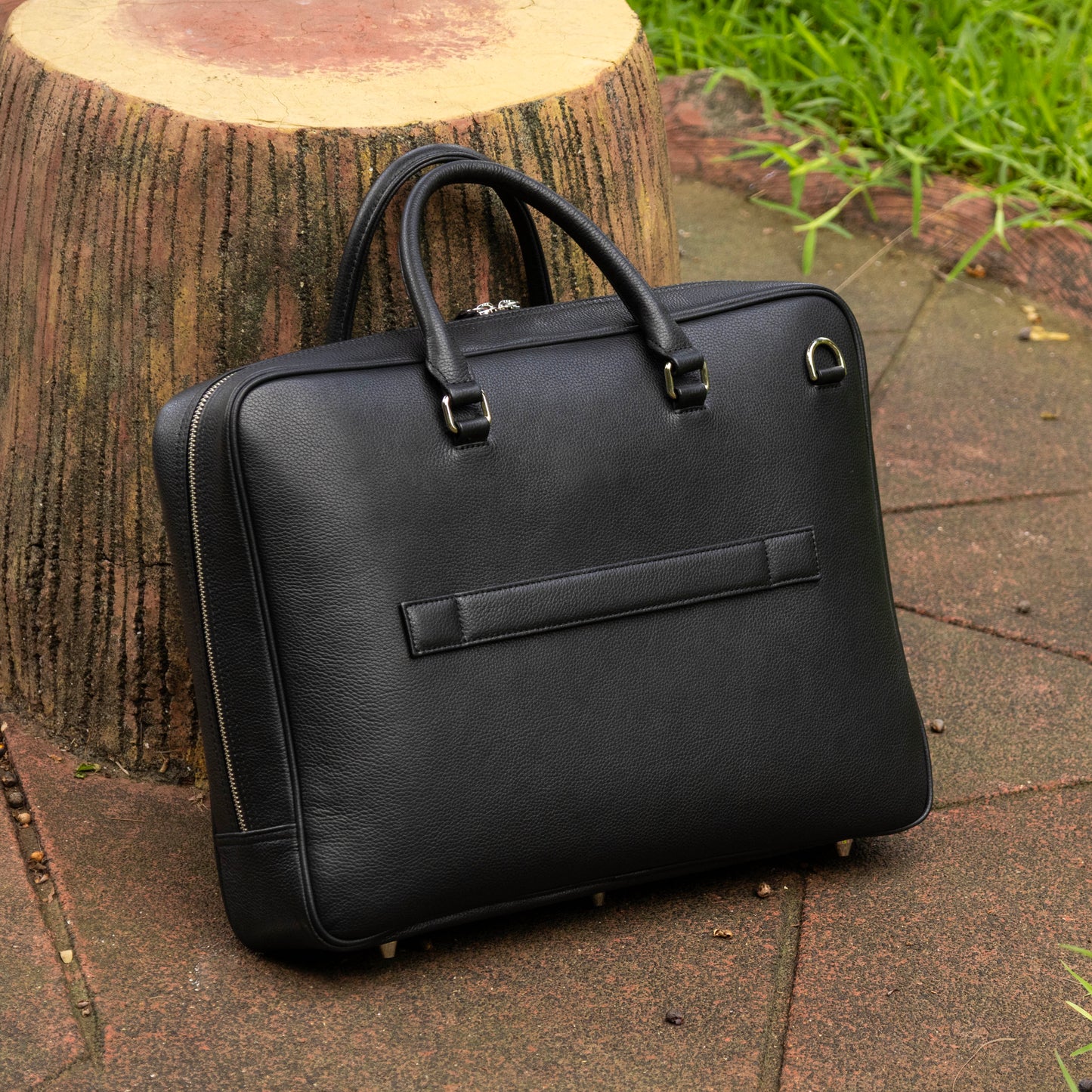 Leather Briefcase in Black - v2