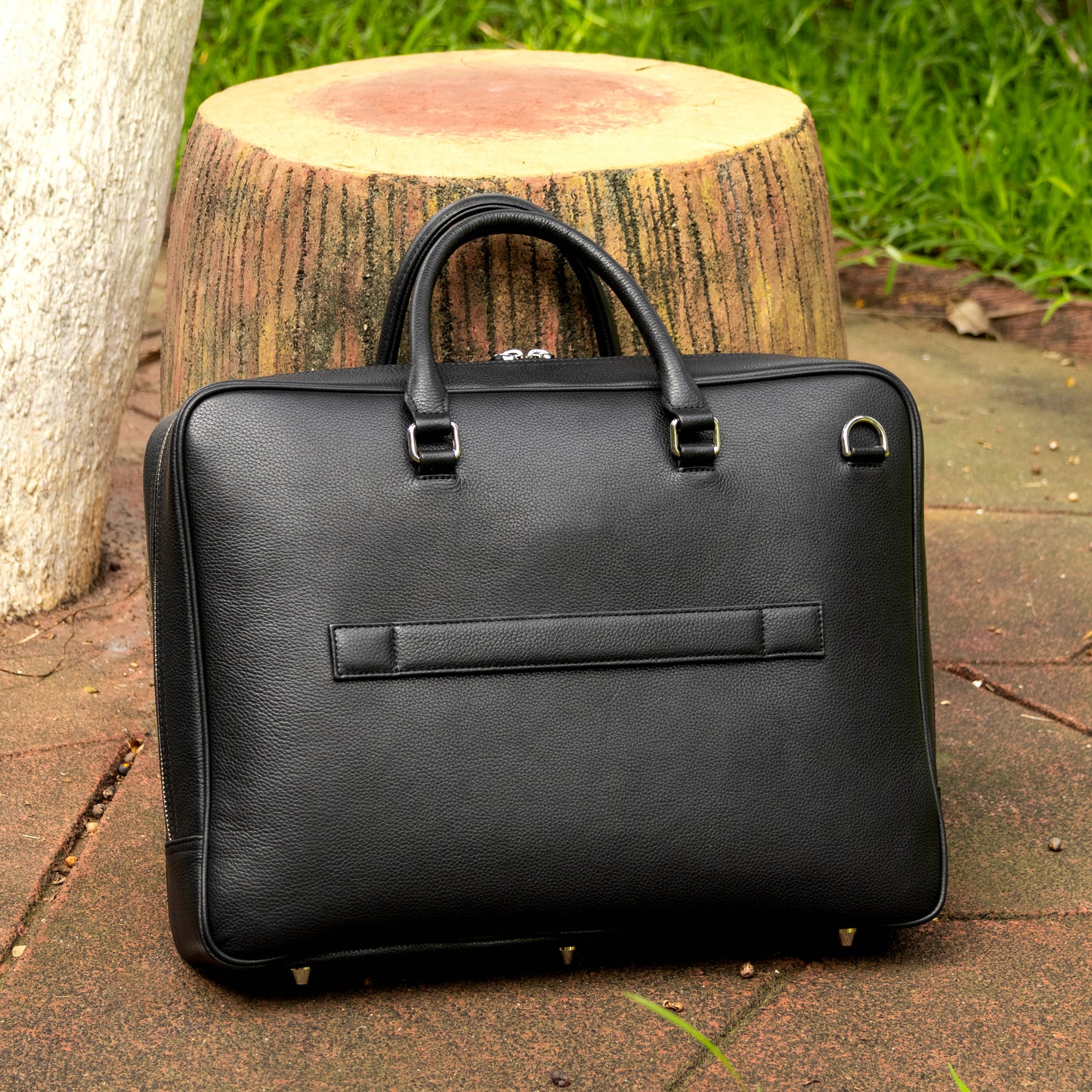 Leather Briefcase in Black - v2
