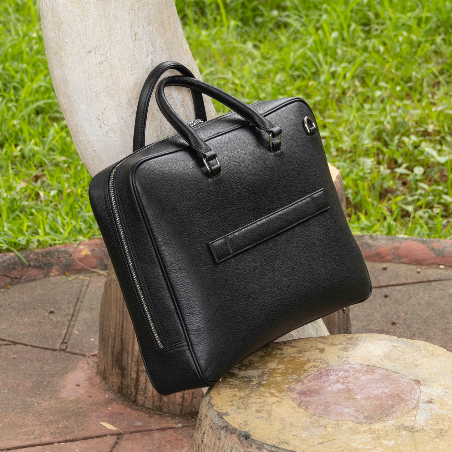 Leather Briefcase in Black - v2