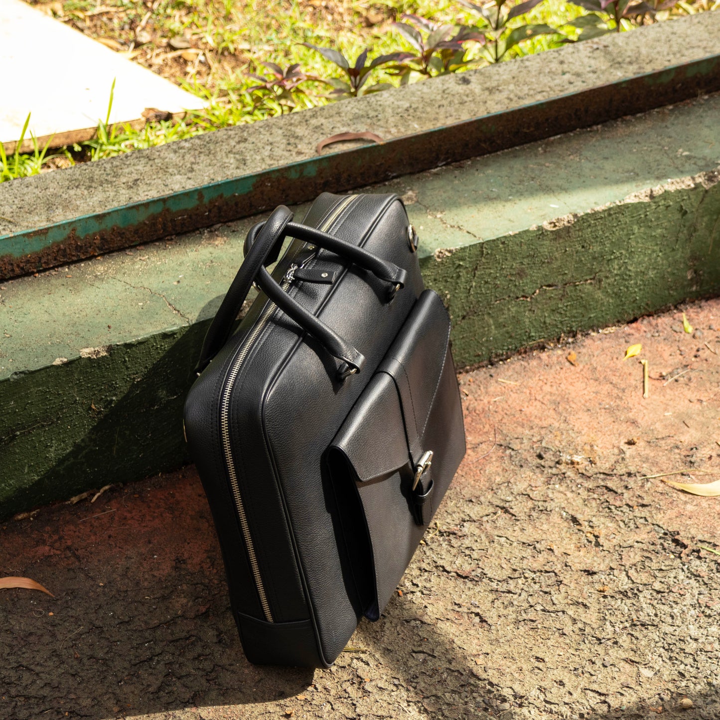 Leather Briefcase in Black - v2