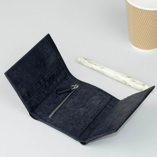 Leather Trifold Wallet - Pueblo Black