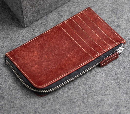 Zip Card Holder Leather