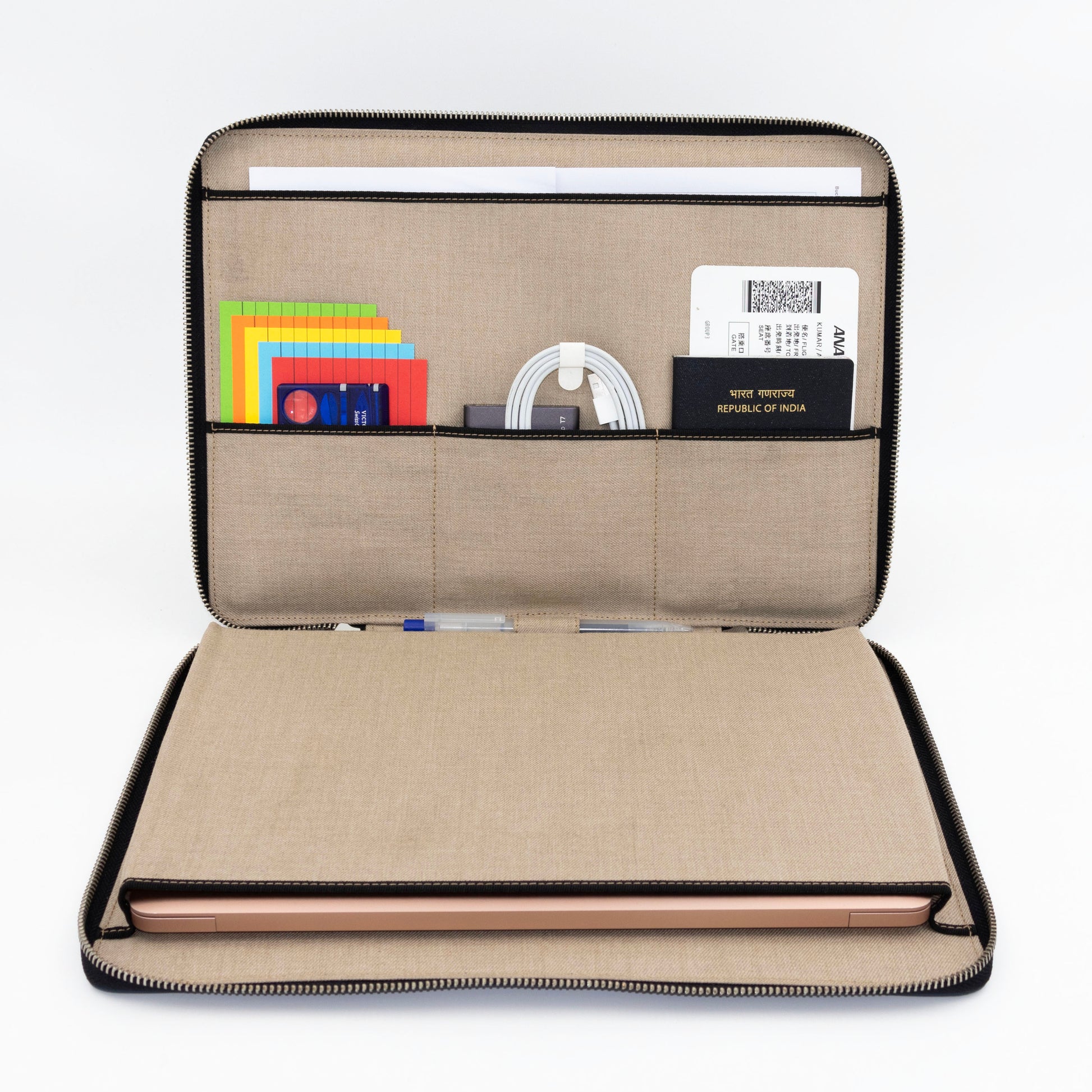 Leather Laptop Case lined with soft, viscose fabric for the interior. The case keeps your device protected at all times