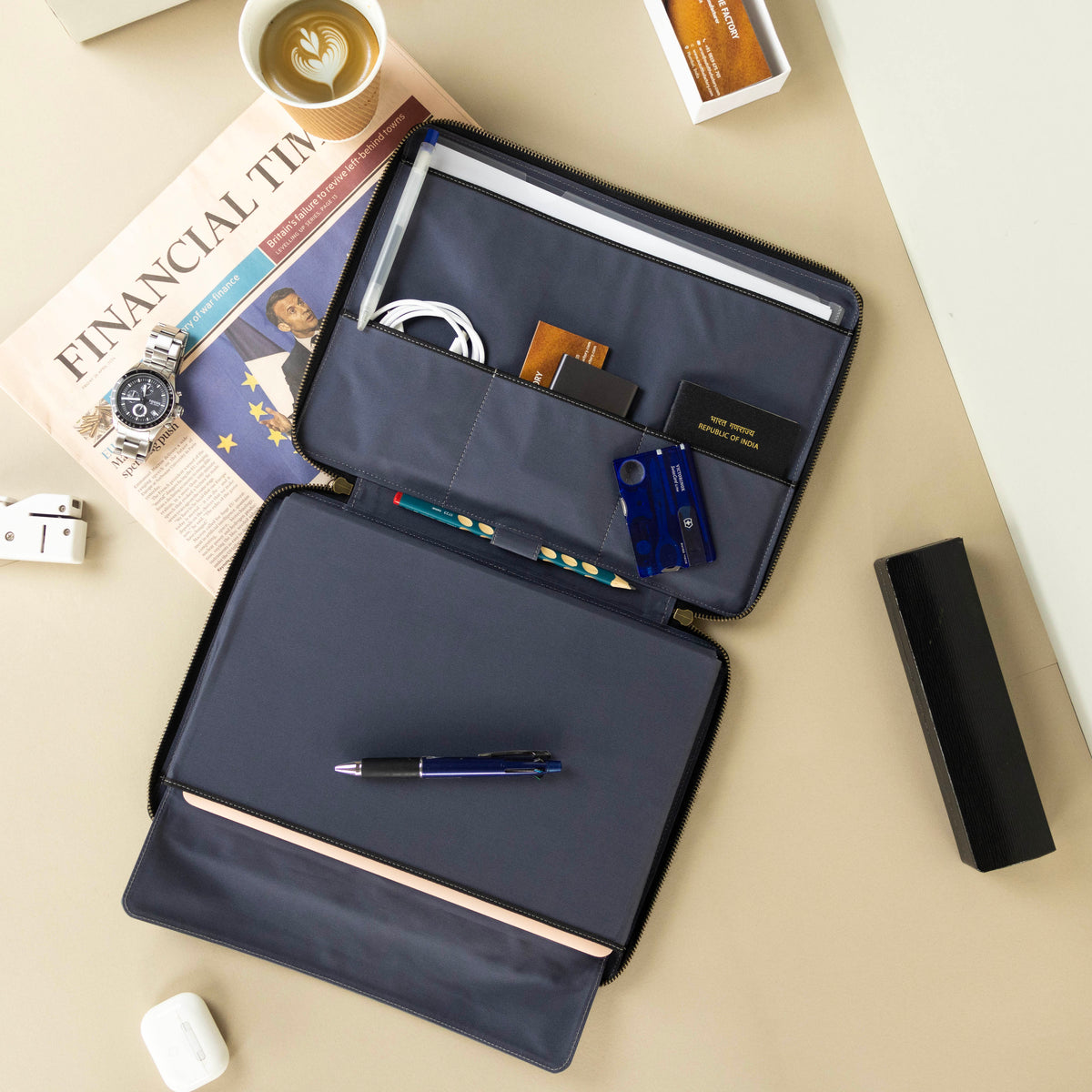 Leather Laptop Case with Handles - Black – Out of the Factory