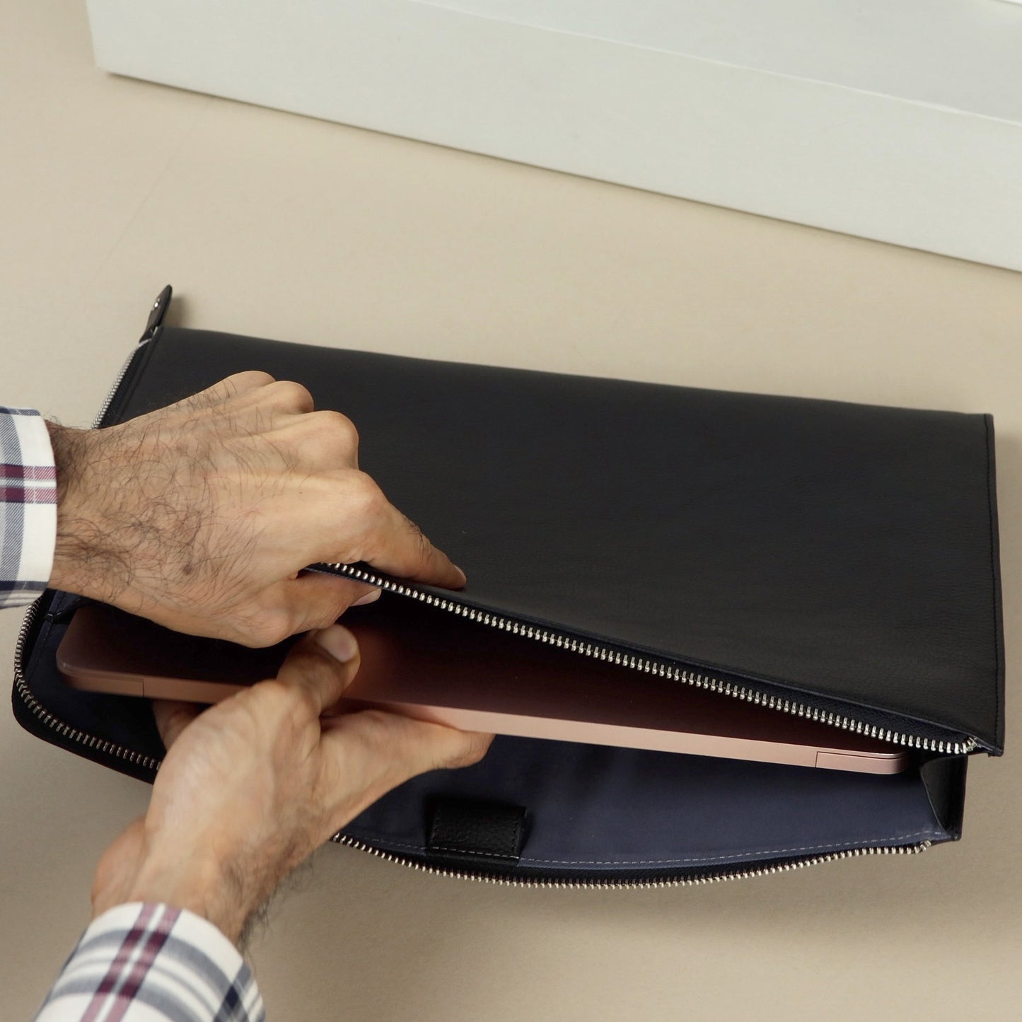 L-Zip Laptop Case in Leather