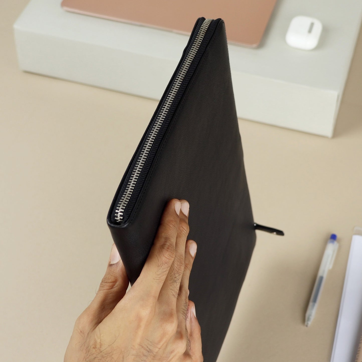 L-Zip Laptop Case in Leather