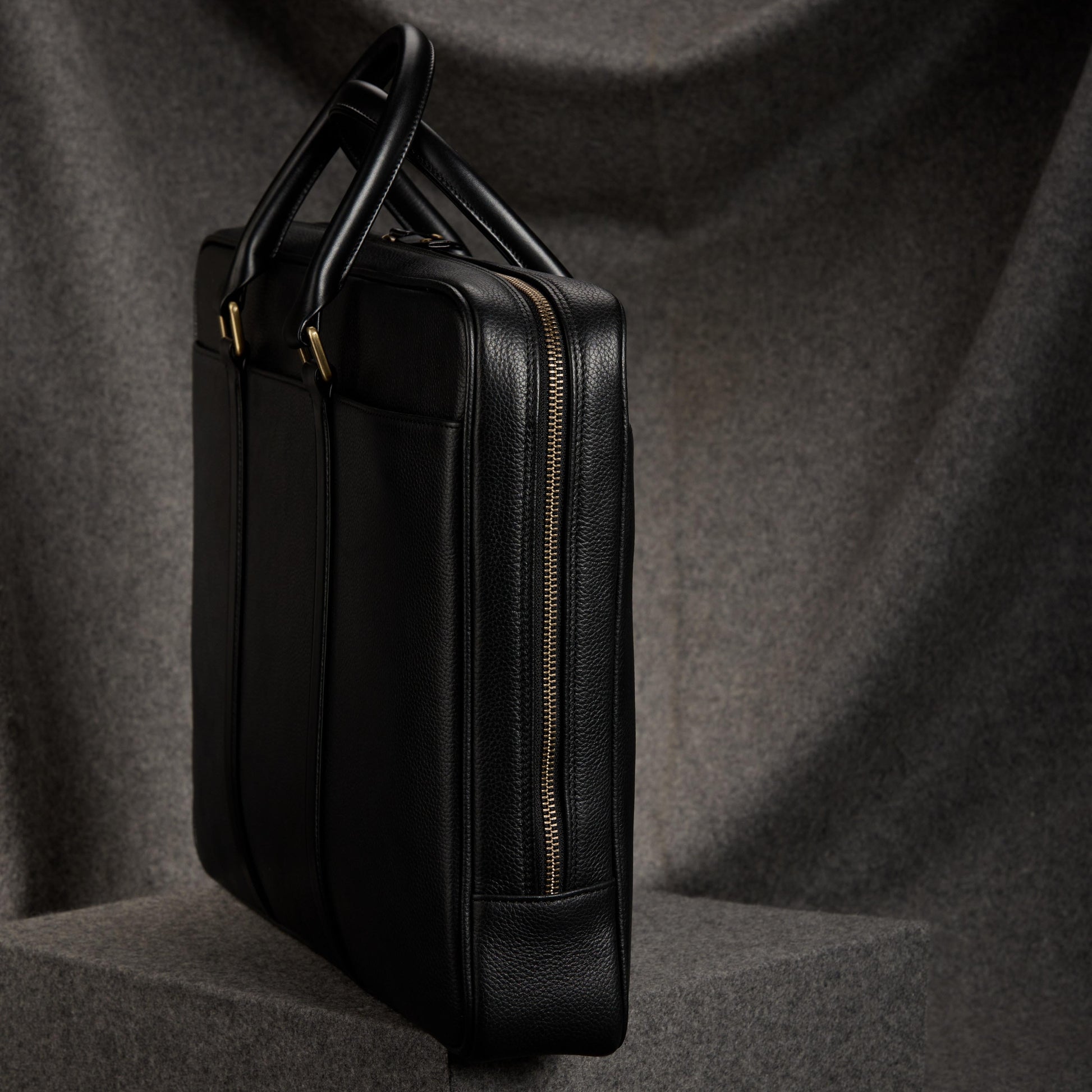 Slim Black Leather Briefcase