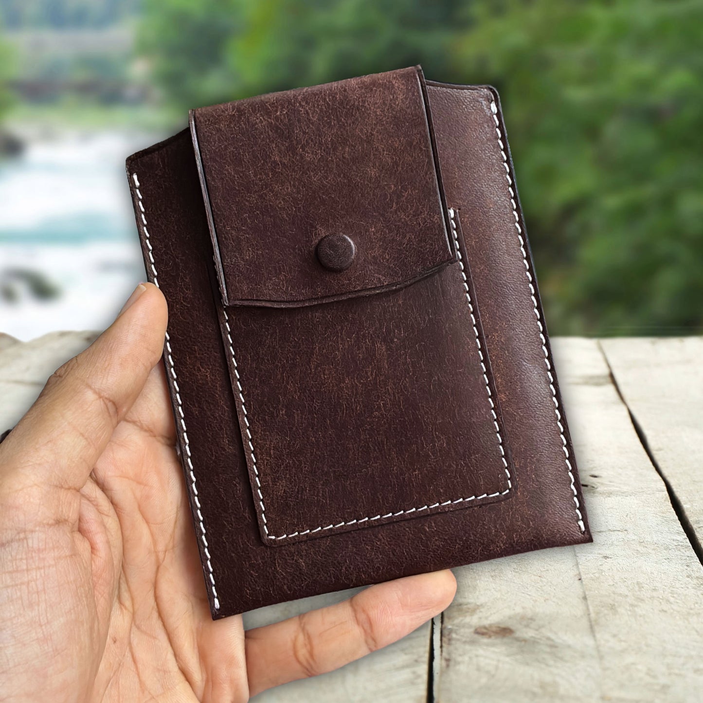 Vegetable Tanned Leather Passport Holder - Pueblo Tobacco