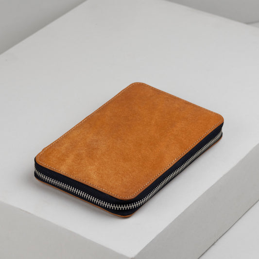 Vegetable Tanned Leather Passport Holder with Zippers